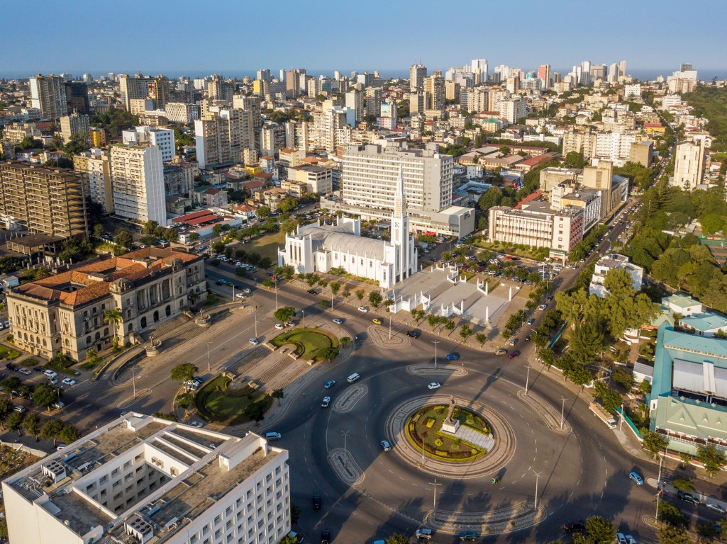Aerial view of Independance Square in Maputo, capital city of Mozambique