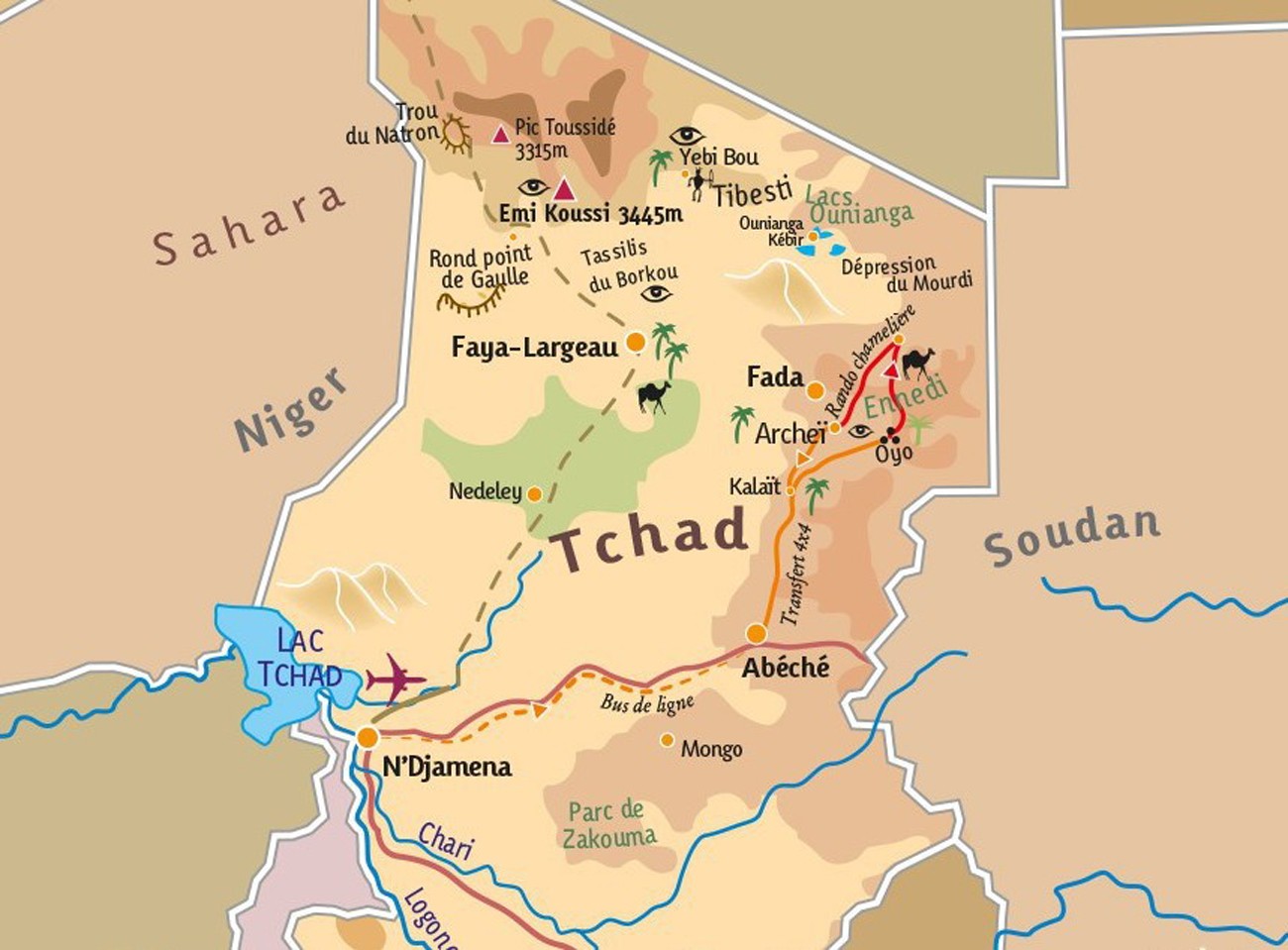 Mappa itinerario tchad